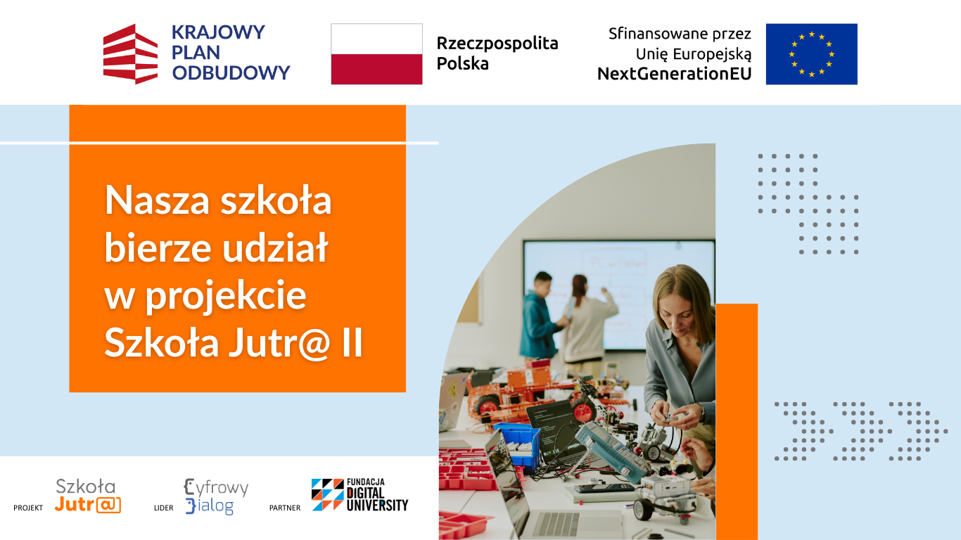 Plakat informujący o udziale szkoły w projekcie "Szkoła Jutra_2"