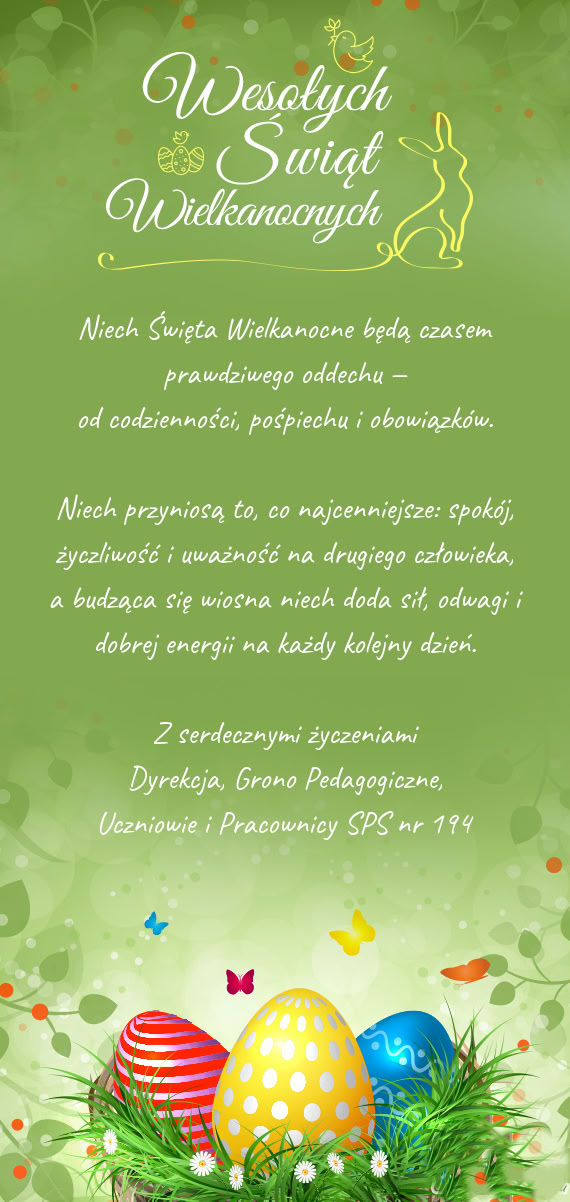 Kartka z życzeniami na święta wielkanocne