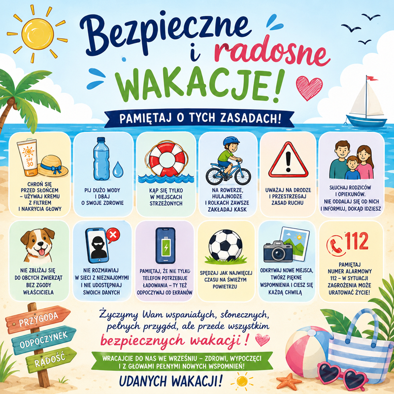 Bezpieczne wakacje - grafika