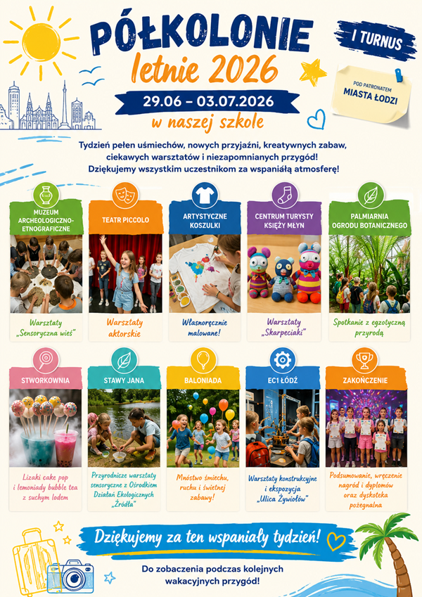 Półkolonie letnie 2026 Turnus 1 - plakat